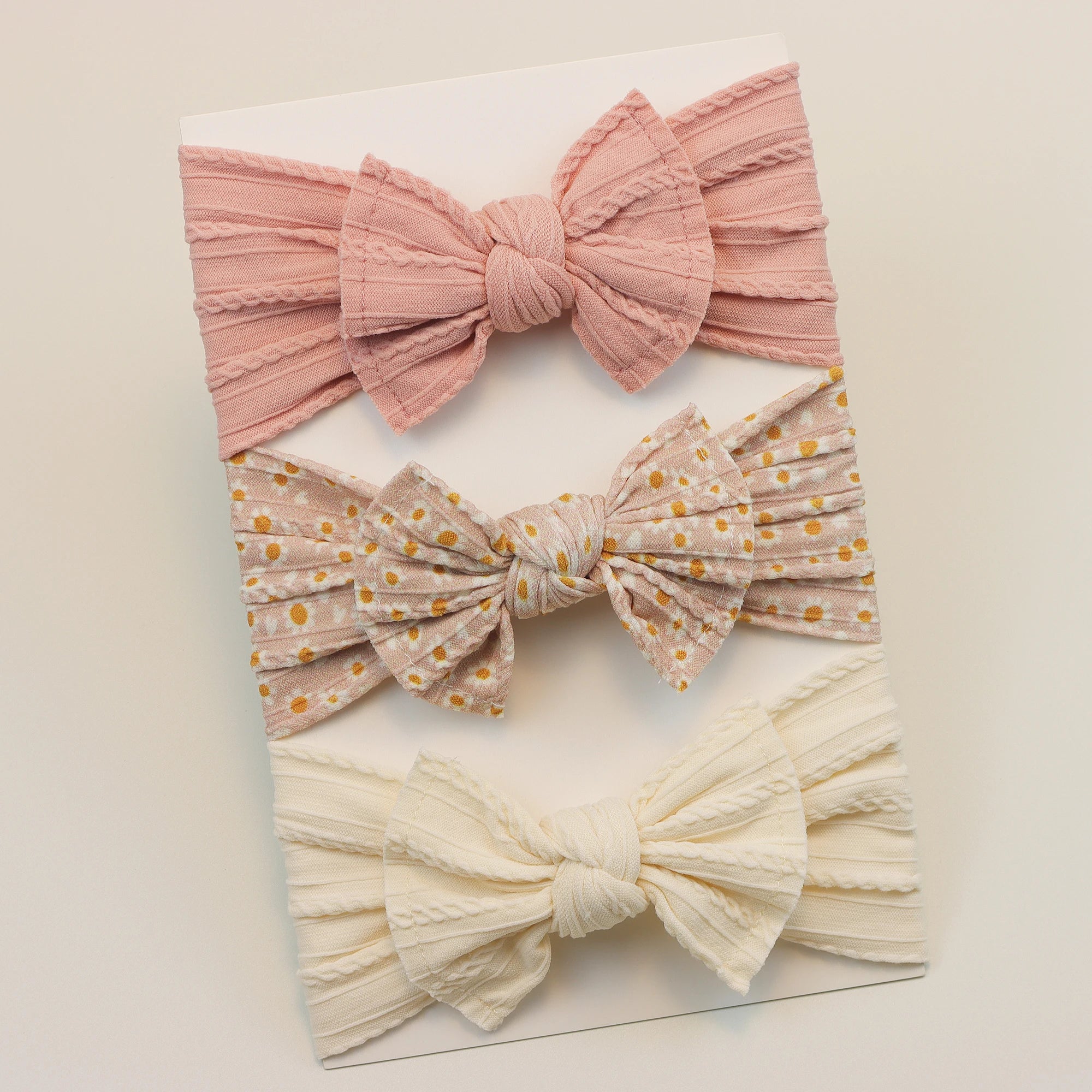 3-Pack Baby Girl Bow Headbands Elastic Turban Hair Accessories