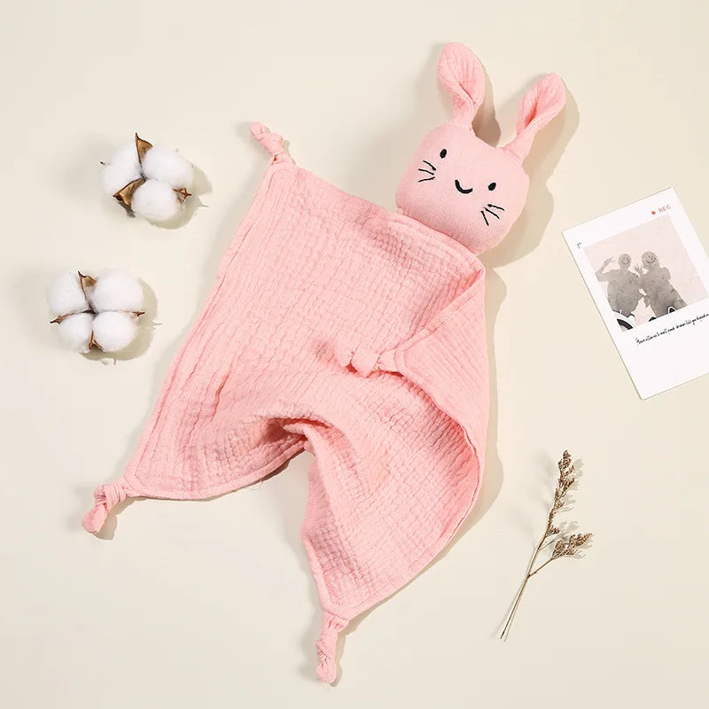 Baby Cotton Muslin Comfort Blanket with Cute Cat Doll