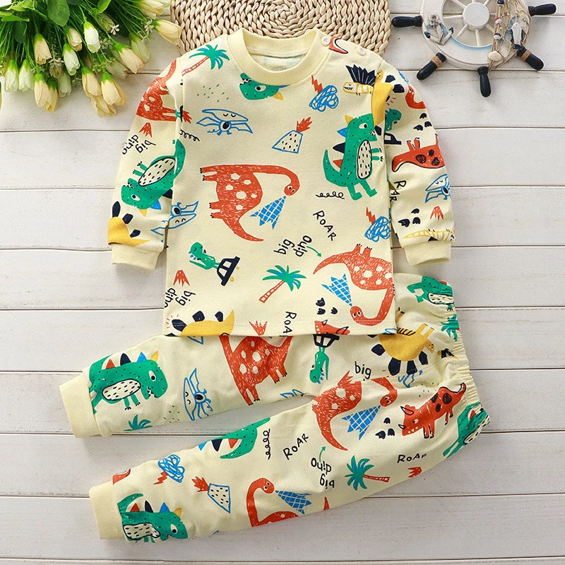 Kids Cotton Autumn Winter Clothing Pants Sleepwear Set Christmas