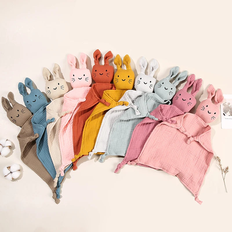 Baby Cotton Muslin Comfort Blanket with Cute Cat Doll