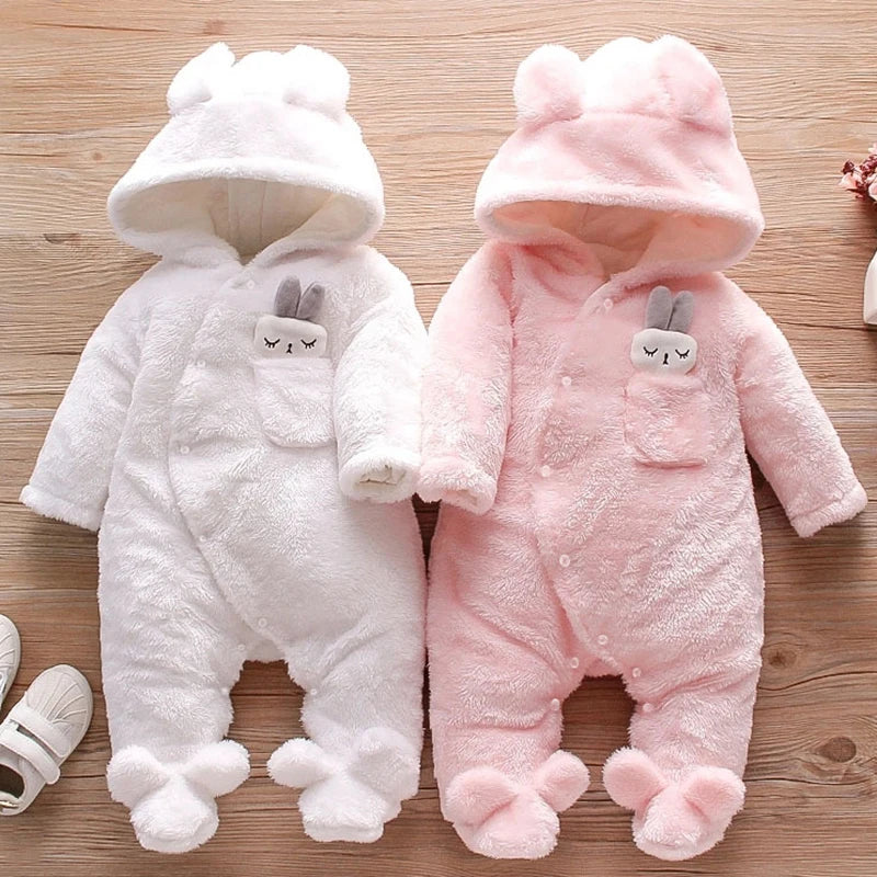 Baby Warm Plush Cartoon Dog Rabbit Crawling Suit 0-2 Years