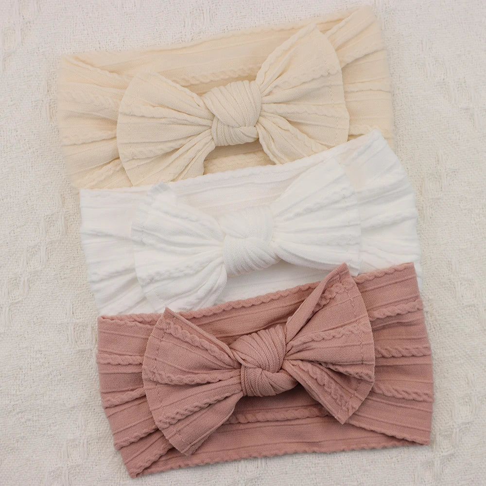 3-Pack Baby Girl Bow Headbands Elastic Turban Hair Accessories
