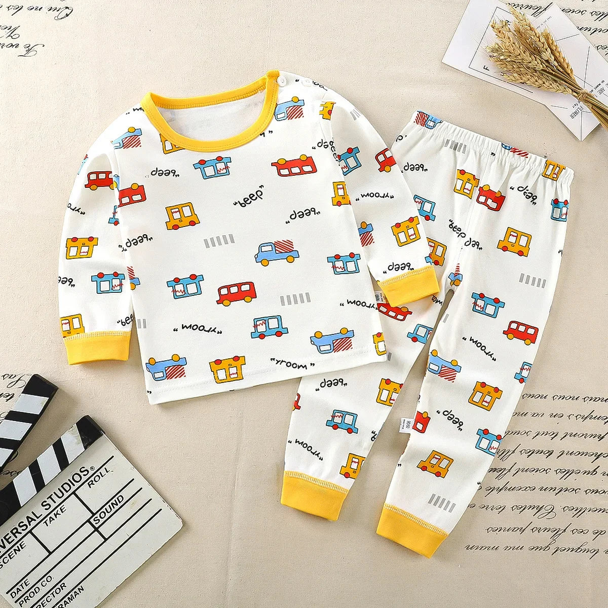 Kids Cotton Autumn Winter Clothing Pants Sleepwear Set Christmas