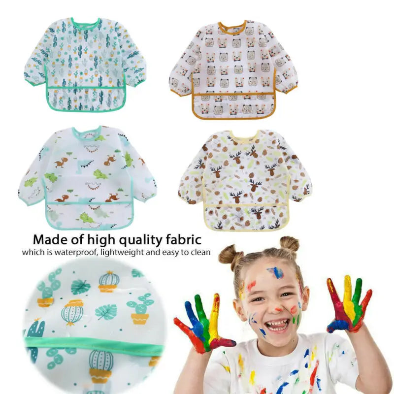 Baby Waterproof Long Sleeve Art Smock Bib 0-6 Years