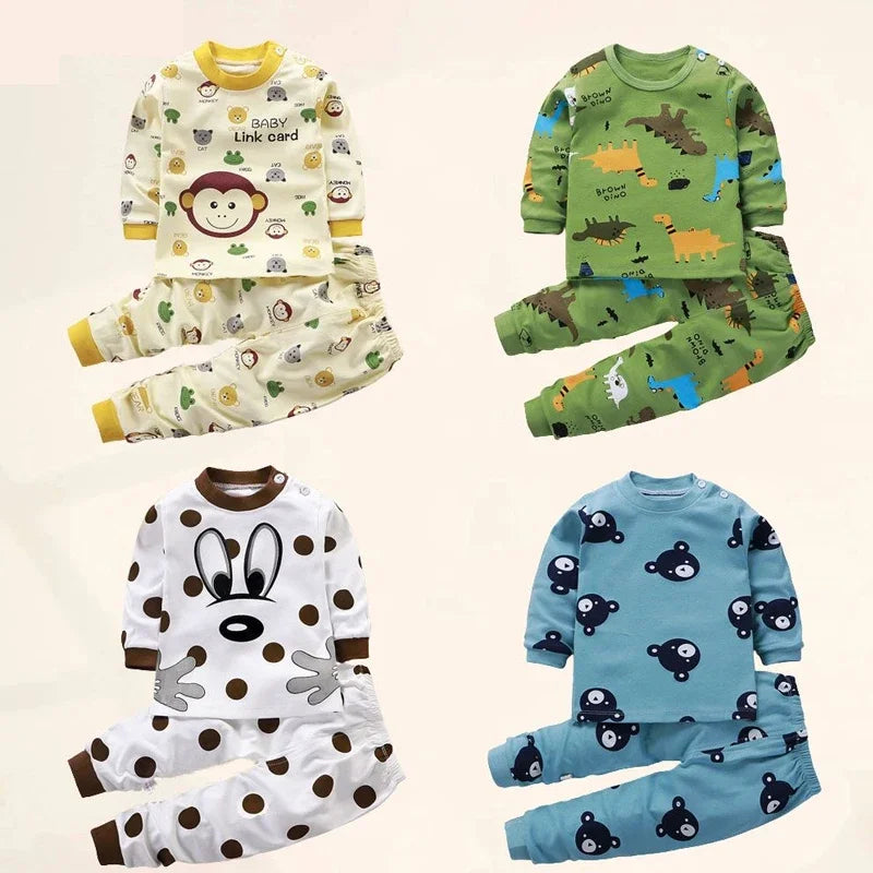 Kids Cotton Autumn Winter Clothing Pants Sleepwear Set Christmas