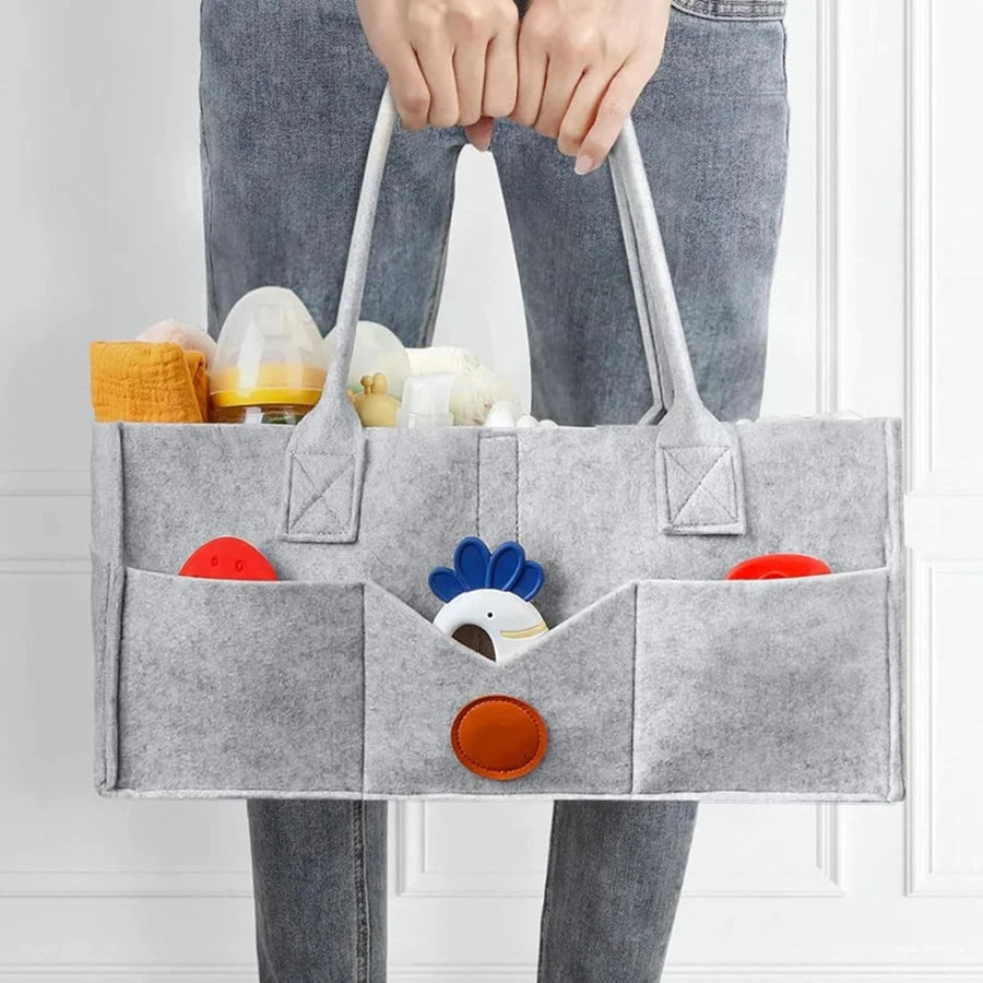 Large Capacity Felt Baby Diaper Storage Bag Organizer