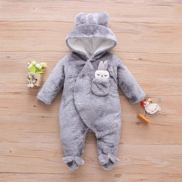 Baby Warm Plush Cartoon Dog Rabbit Crawling Suit 0-2 Years