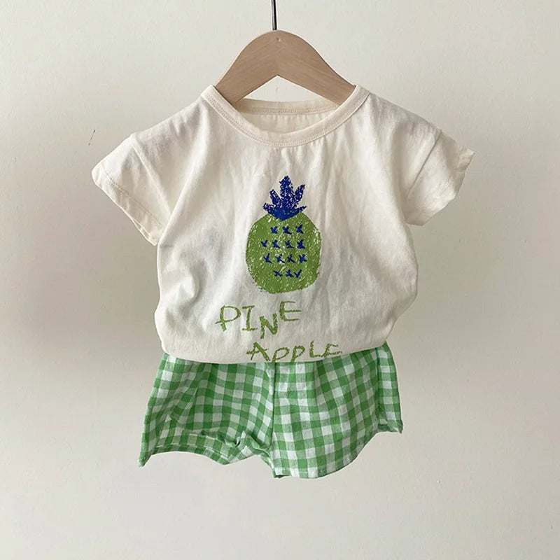 Baby Summer Sleeveless Cotton Pajamas Set Cartoon Nightwear