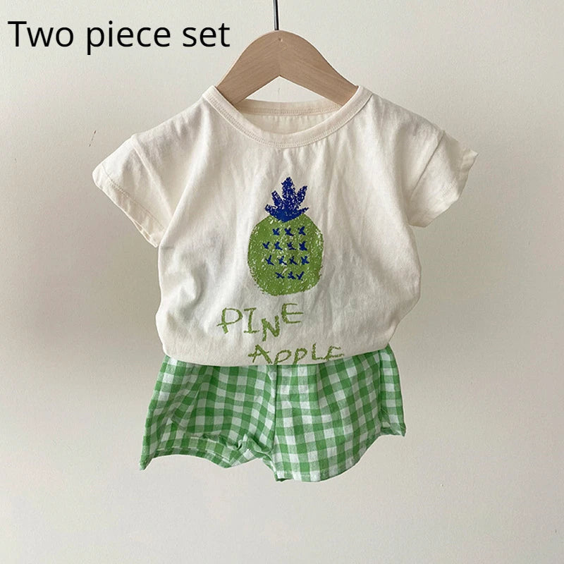 Baby Summer Sleeveless Cotton Pajamas Set Cartoon Nightwear