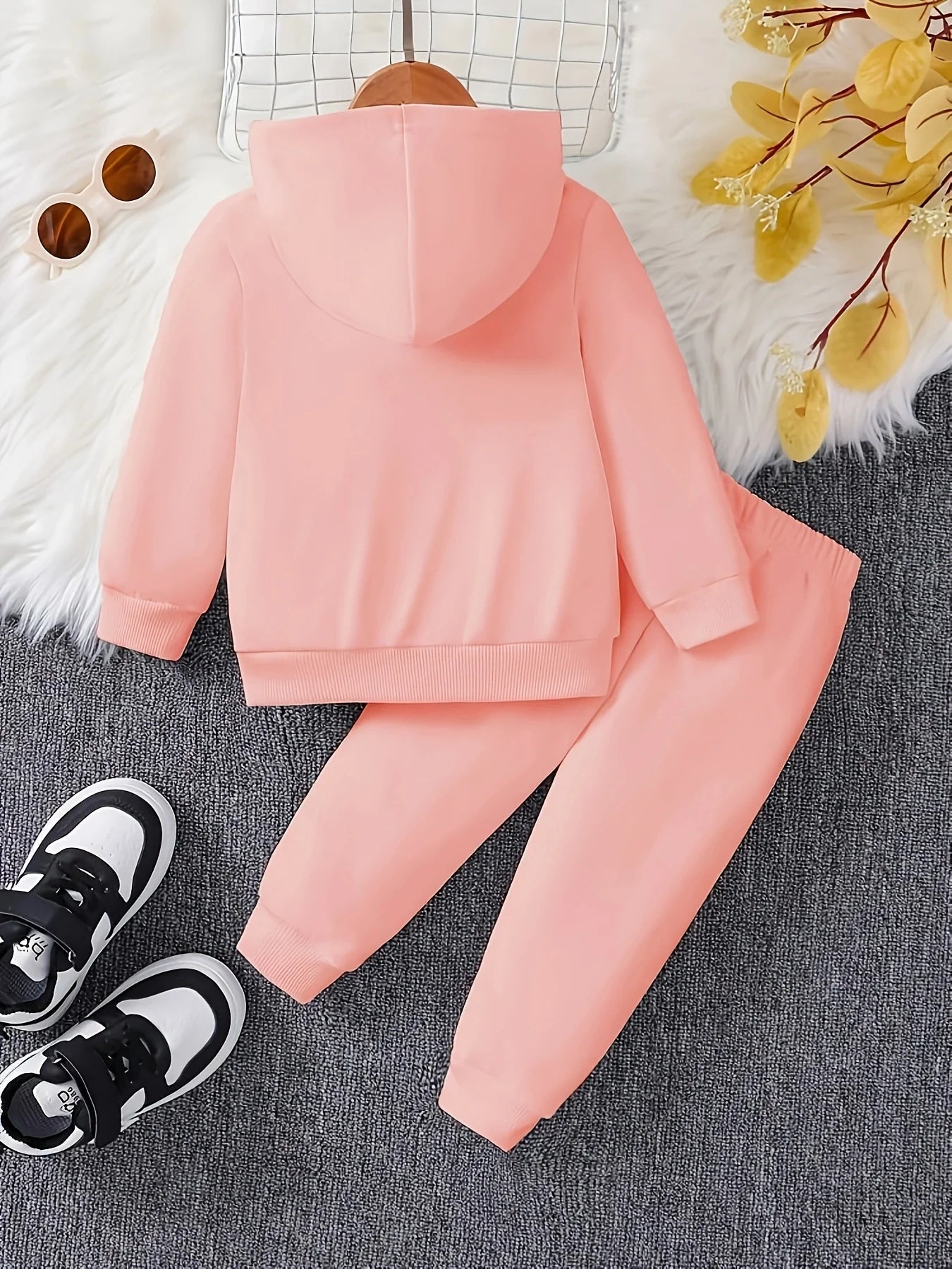 Baby Girl Cartoon Cat Fleece Hoodie & Pants 2-Piece Set