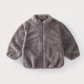 Kids Solid Color Plush Coat Warm Jacket Toddler Outerwear