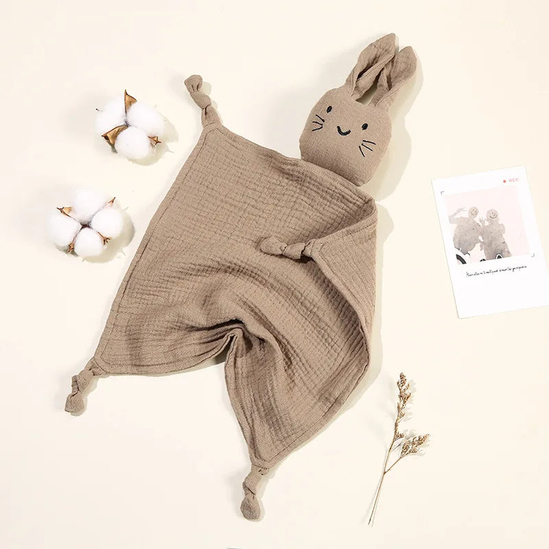Baby Cotton Muslin Comfort Blanket with Cute Cat Doll