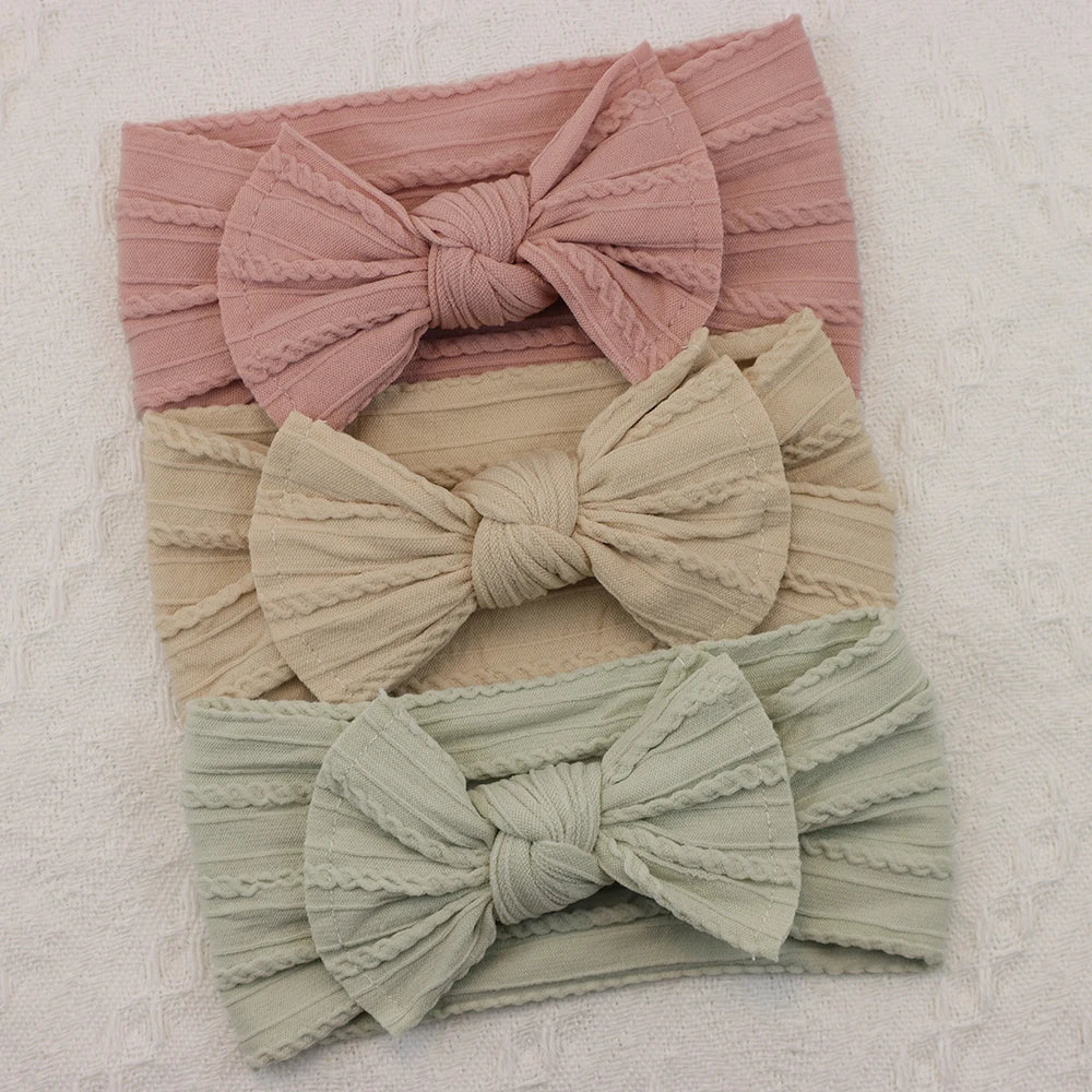 3-Pack Baby Girl Bow Headbands Elastic Turban Hair Accessories