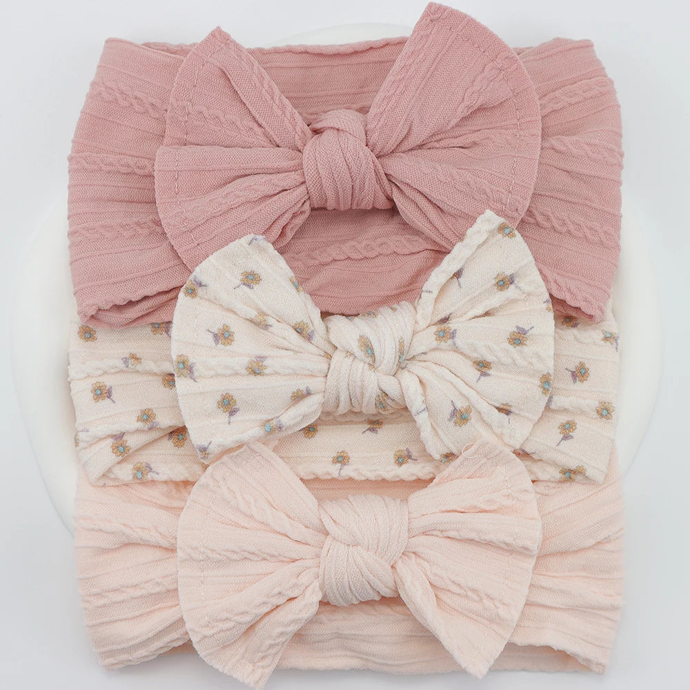 3-Pack Baby Girl Bow Headbands Elastic Turban Hair Accessories