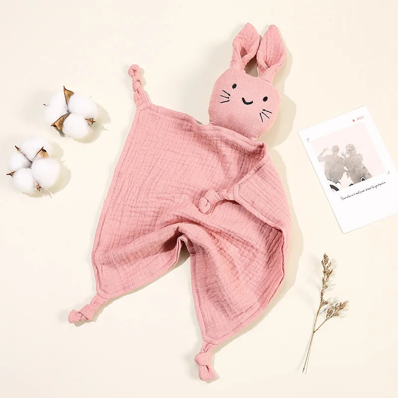 Baby Cotton Muslin Comfort Blanket with Cute Cat Doll