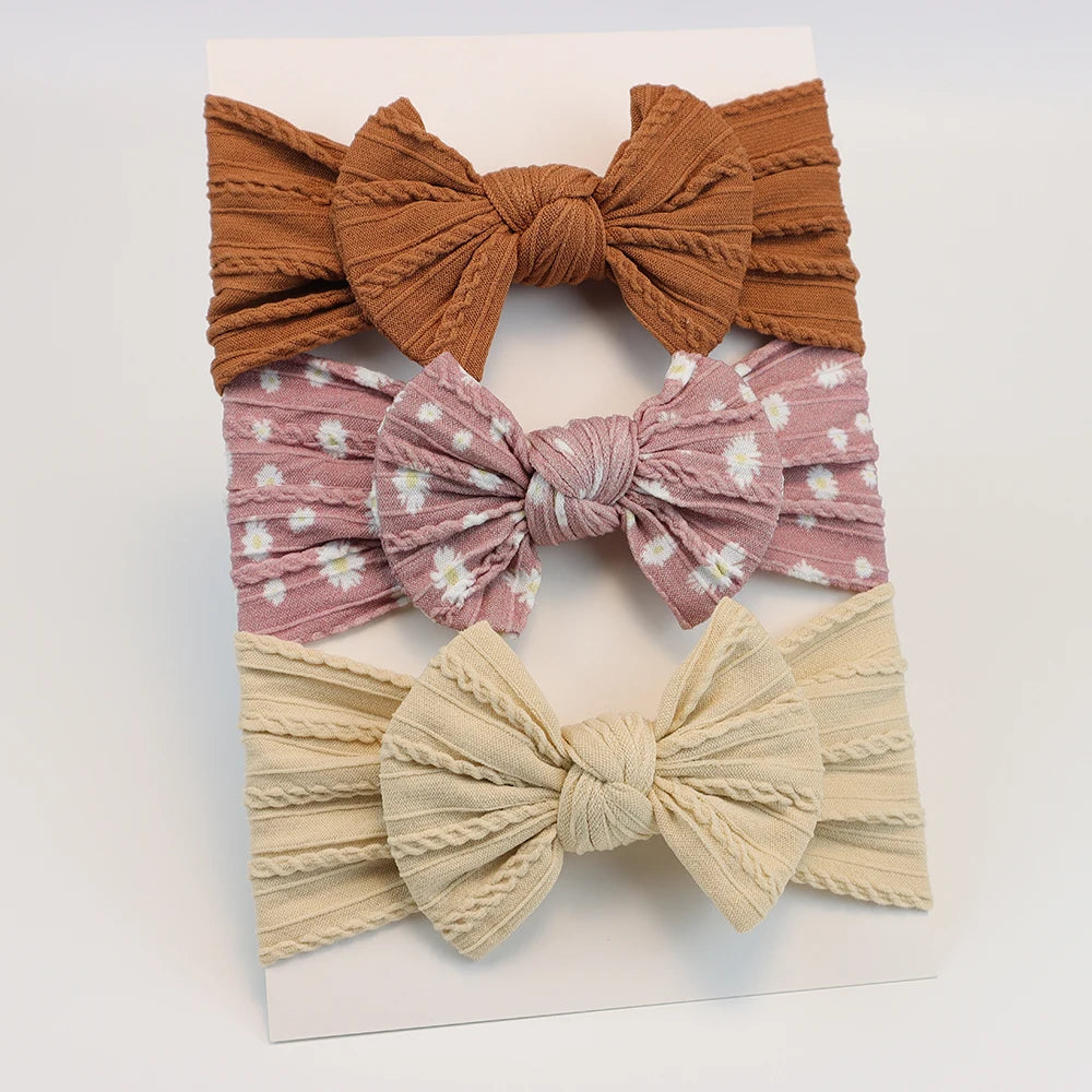 3-Pack Baby Girl Bow Headbands Elastic Turban Hair Accessories